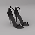 Stylish Black High Heels With Thin Heels Ankle Straps And Simple Design 3d model