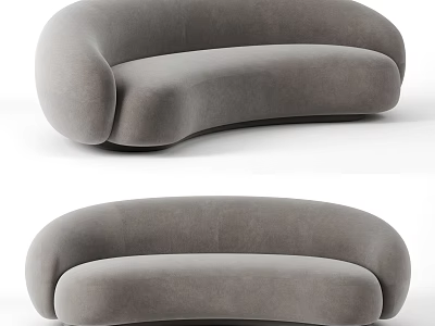 Stylish Gray Curved Sofa Design For Modern Living Room Interior Decor 3d model