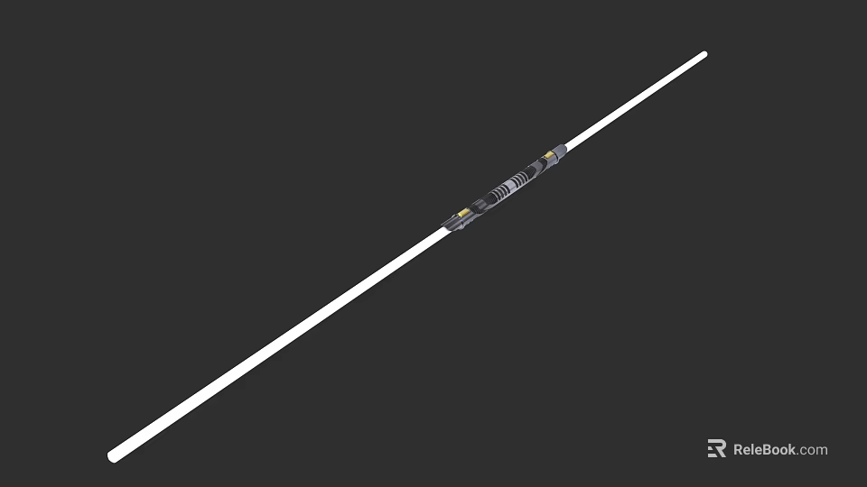 White Long Stick Weapon With Black And Yellow Middle Section 3d model 