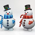 Cute Snowman Dolls With Top Hats Scarves Candy Canes And Colorful Buttons