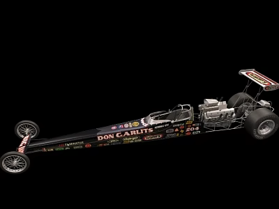 Don Garlits Dragster Racing Car With Sponsor Stickers And Long Body Design 3d model