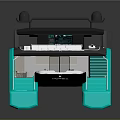 Modern Teal And Black Yacht With Sleek Exterior Upper Deck And Staircase