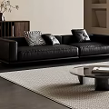 Middle black tofu block leather sofa 3d model