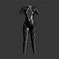 Modern Black Bodysuit Sculpture With Diamond Pattern Smooth Surface Short Sleeves And High Neck