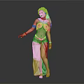 Elegant Female Character Design With White Long Dress And Blue Accessories
