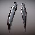 Fantasy Daggers With Sharp Blades Unique Handles And Metal Reflective Surface