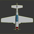 Aerospace Themed Airplane Model Featuring Silver Body Blue Cockpit Red Tail And Propeller