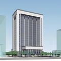 Modern Office Building With Columns Large Windows Steps And Trees