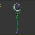 Enchanted Magic Staff With Crescent Moon Top Purple Cubes Pink Stars And Blue Shaft