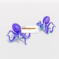 Two Purple Octopus Toys With Colorful Tentacles On White Background