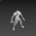 Game Movie Alien Creature 3D Model Design With Sharp Claws Dark Skin Two Views 3d model