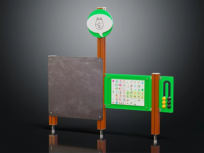 Outdoor Kids Educational Play Equipment With Writing Board Colorful Panel Buttons And Knobs 3d model