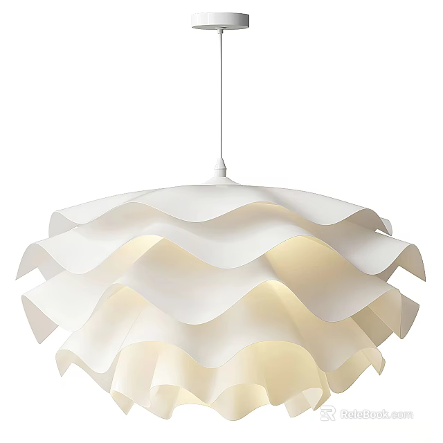 Modern White Layered Wave Design Pendant Light For Stylish Home Interior Lighting 3d model 