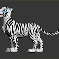 Cute White Tiger Figurine With Black Stripes Blue Eyes Ears And Shiny Paws