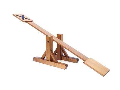 Wooden Seesaw Playground Equipment for Kids with Two Seats and Sturdy Frame 3d model