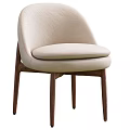Modern Shaggy Fabric Accent Chair With Swivel Base Rounded Backrest And Wooden Legs