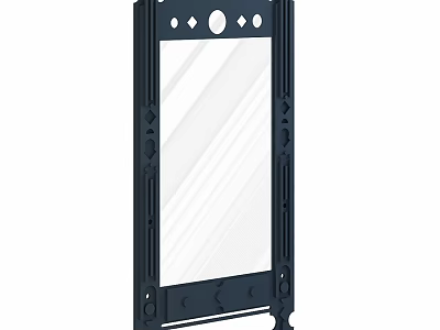 Modern Standing Mirror With Dark Decorative Frame And Ornate Details 3d model