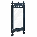 Modern Standing Mirror With Dark Decorative Frame And Ornate Details