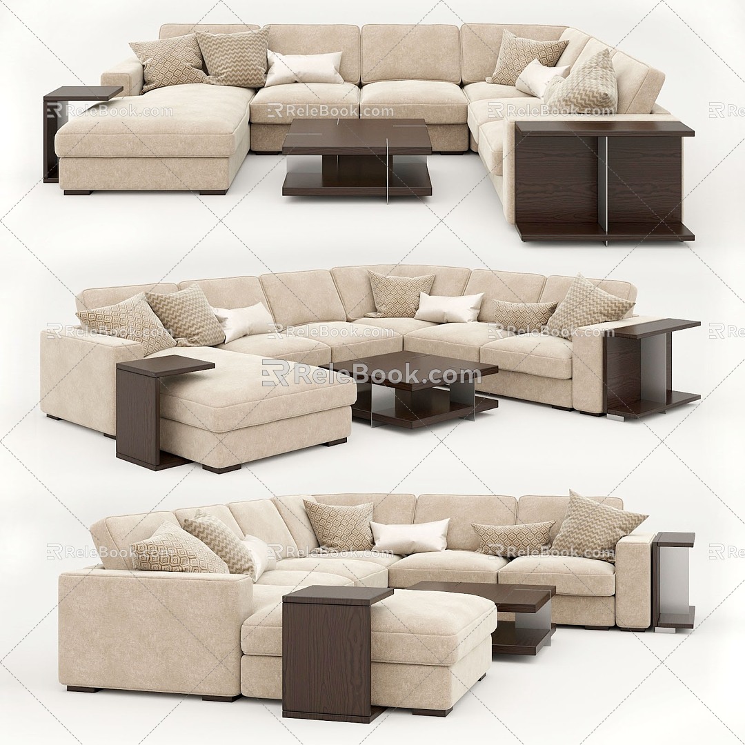 Casual Sofa Combination Casual Sofa Living Room Sofa Multi-Person Sofa Pillow Pillow Home Furniture Simple 3d model