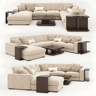 Casual Sofa Combination Casual Sofa Living Room Sofa Multi-Person Sofa Pillow Home Furniture Simple 3d model