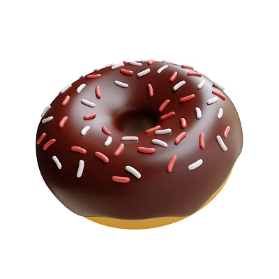 Chocolate Frosted Donut With Red And White Sprinkles On Top 3d model