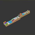 Colorful Building Blocks Long Track Structure With Multi colored Sections And Wooden Base