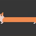 Pixel Art Dog Shaped Decor With Long Orange Body And White Block Legs