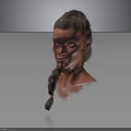 3D Rendered Fantasy Character With Braided Hairstyle Facial Paint And Neck Ornament