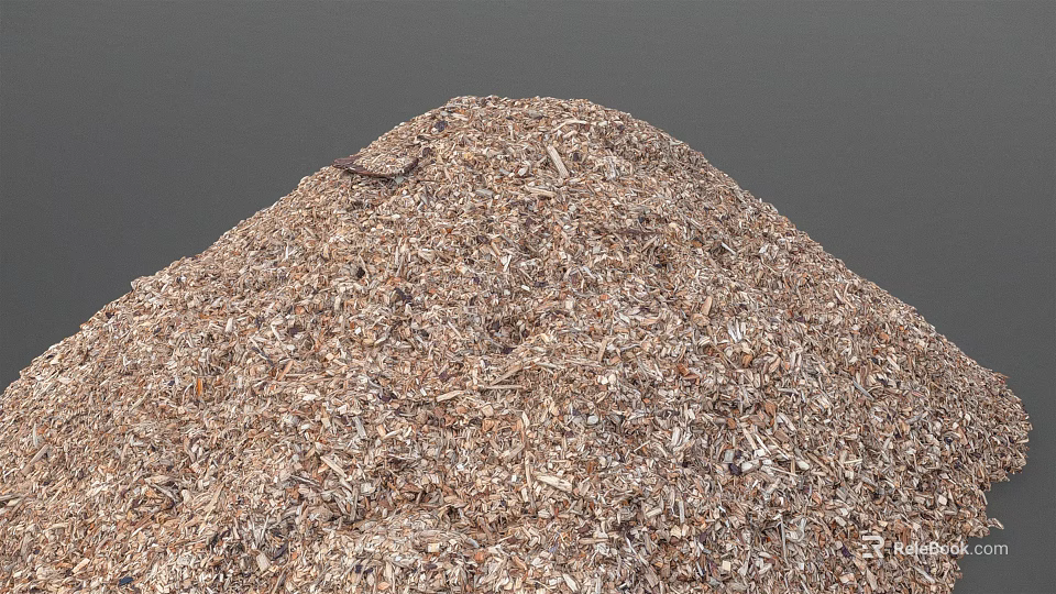 Pile Of Natural Wood Shavings With Brown And Tan Color Tones 3d model 