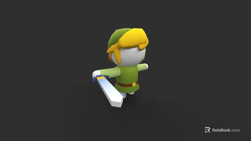 Game Character With Green Hat Blonde Hair And Sword 3D Model Design 3d model 
