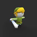 Game Character With Green Hat Blonde Hair And Sword 3D Model Design