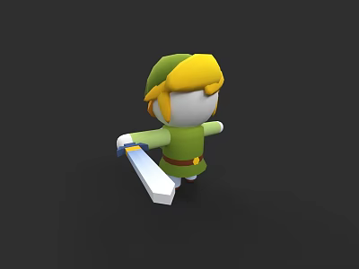 Game Character With Green Hat Blonde Hair And Sword 3D Model Design 3d model