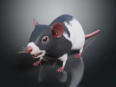 3D Rat Character And Creature Design With Large Ears Pink Nose And Rendered Details 3d model