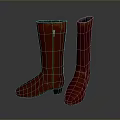 Red Leather Long Boots With Stitched Detail And Classic Style For Daily Wear