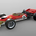 Classic Lotus Racing Car With Red Gold Body Large Wheels And Pioneer Sponsorship Logos