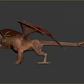Fantasy Red Brown Lion Head Dragon Wings Game Movie Character Design