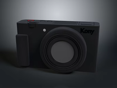 Kony Black Compact Computer With Red Button And Camera Lens Design 3d model