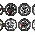 Various Car Tires With Stylish Alloy Wheels And Modern Rim Designs