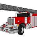Red and White Fire Truck with Extended Ladder for Emergency Rescue Operations