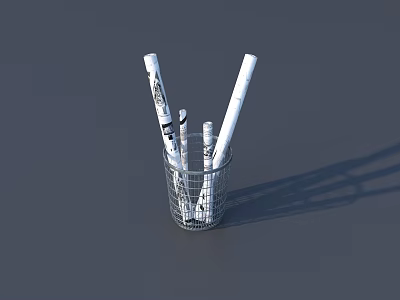 Road Construction Facility Metal Basket Containing Rolled Safety Tapes And Tools 3d model