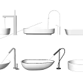 Modern Washbasin Designs Featuring Various Faucet Styles and White Basins