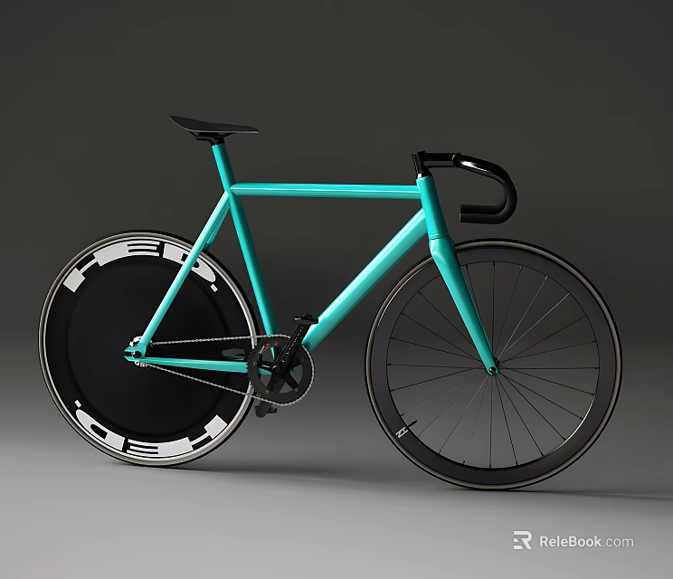 Sleek Turquoise Modern Bicycle with Black Wheels White Accents and Curved Handlebars 3d model 