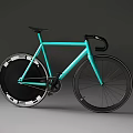 Sleek Turquoise Modern Bicycle with Black Wheels White Accents and Curved Handlebars
