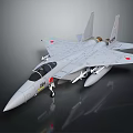Fighter Jet Model With White Body Red Markings And Missiles On