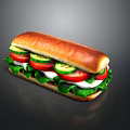 Fresh Healthy Sub Sandwich With Crisp Lettuce Tomato And Cucumber Slices On Soft Sub Roll
