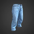 High Waist Blue Denim Jeans With Classic Stitching And Straight Leg Design
