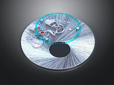 Modern Silver Circular Equipment With Blue Rim Black Center Red Indicators And White Components 3d model