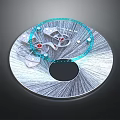 Modern Silver Circular Equipment With Blue Rim Black Center Red Indicators And White Components