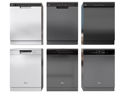 Stainless Steel And Black Dishwashers For Modern Kitchen Appliance Collection 3d model