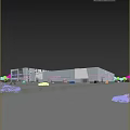Modern Industrial Factory Building Exterior With Glass Curtain Walls Greenery And Blue Sky